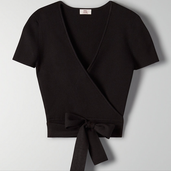 Aritzia | Knit Wrap Prunella Little Moon Crop Top Sweater - Picture 1 of 7